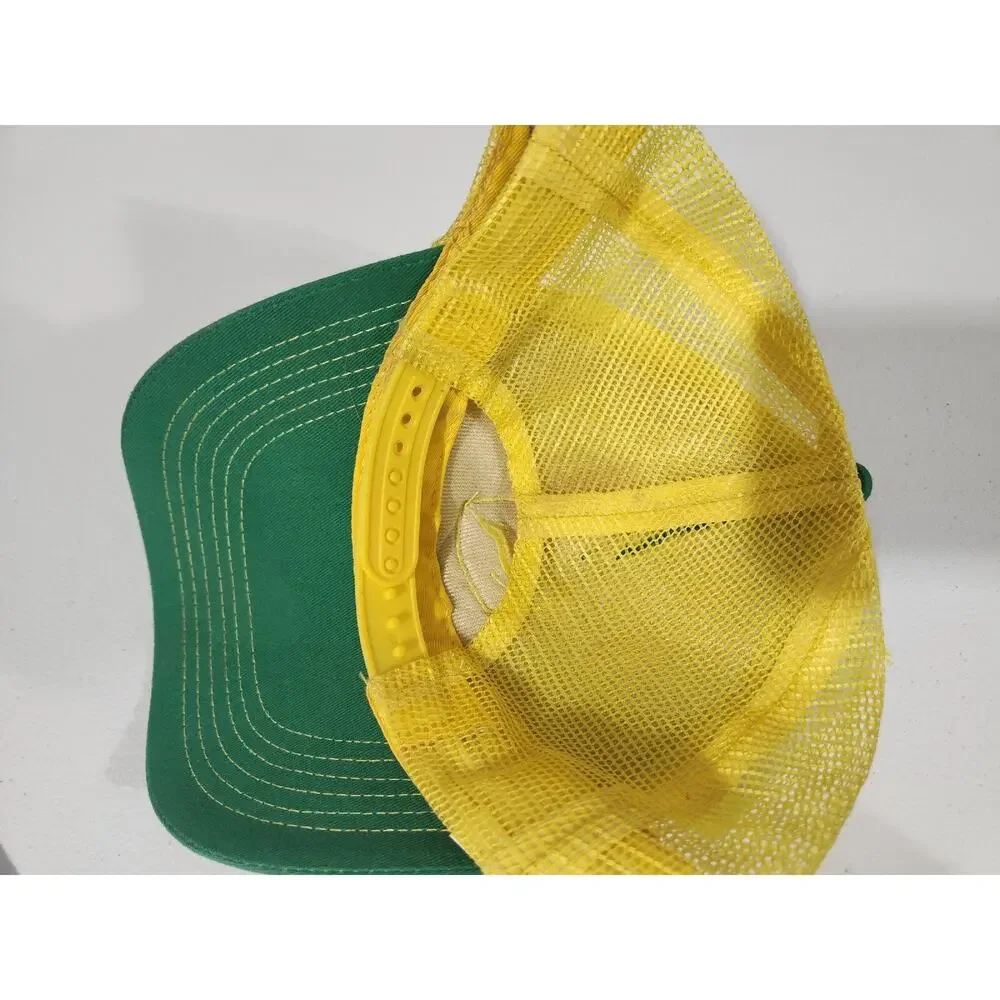 Vintage John Deere Hat Cap Mens Snapback Yellow Green Adjustable Tractor Mower